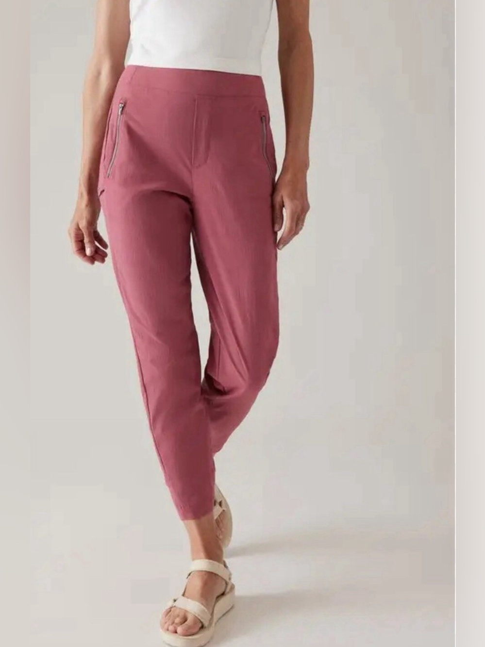 Athleta High Rise Jogger Pants Burgundy Pink Size 12